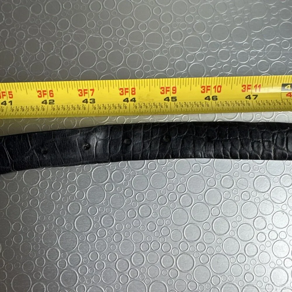 Vtg Western Black Leather Concho Belt Strap No Buckle Italian Calfskin Mens 44